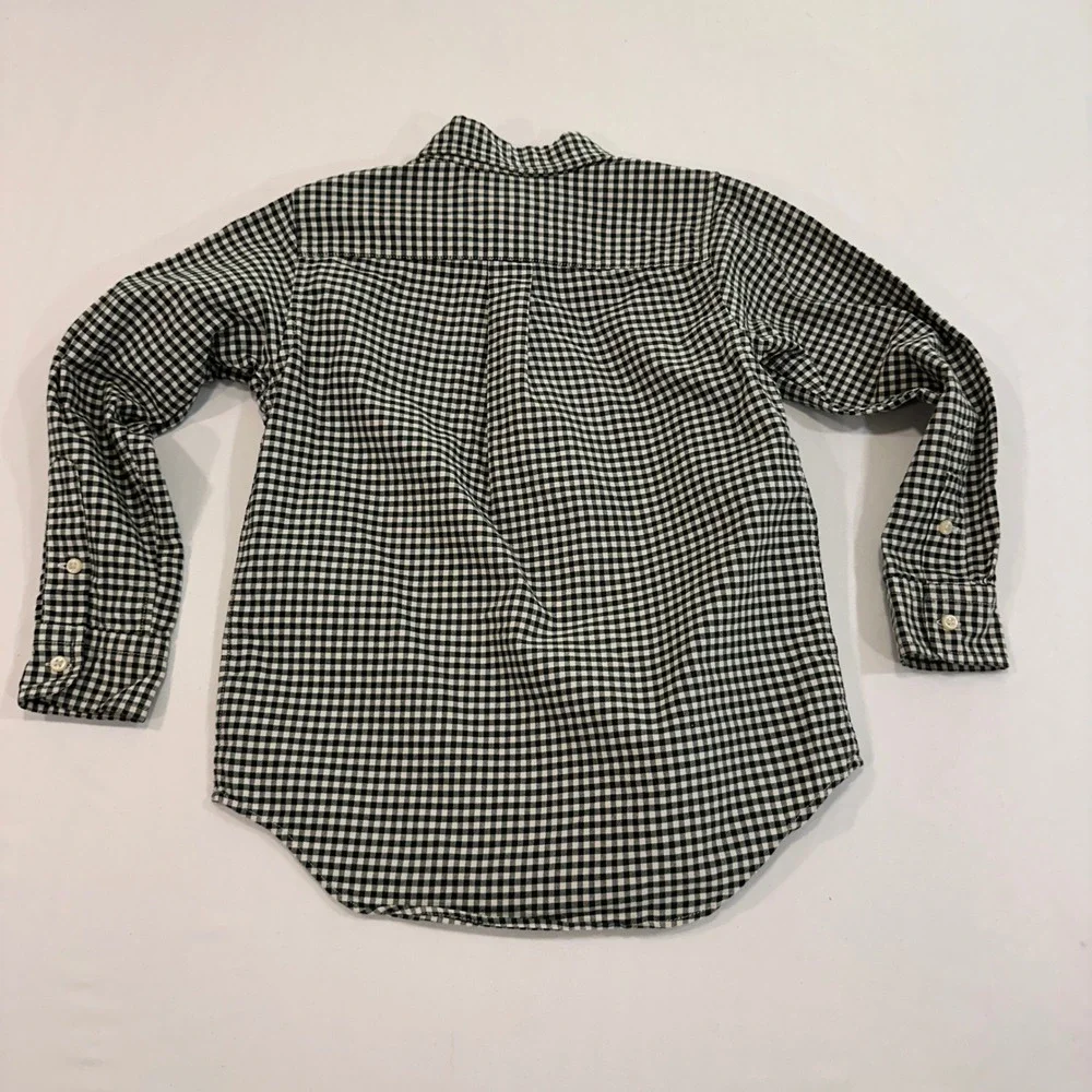 Ralph Lauren Gingham Button Down Shirt‎ Kids Size 6 Navy Blue White | Preppy